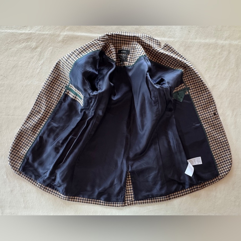 J Crew Alfie Blazer Italian Stretch Wool Honey Plaid (Sz 0P) - Picture 8 of 17